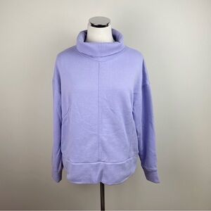 Apana Solid Light Purple Turtleneck Long Sleeve Sweatshirt Top Women Large